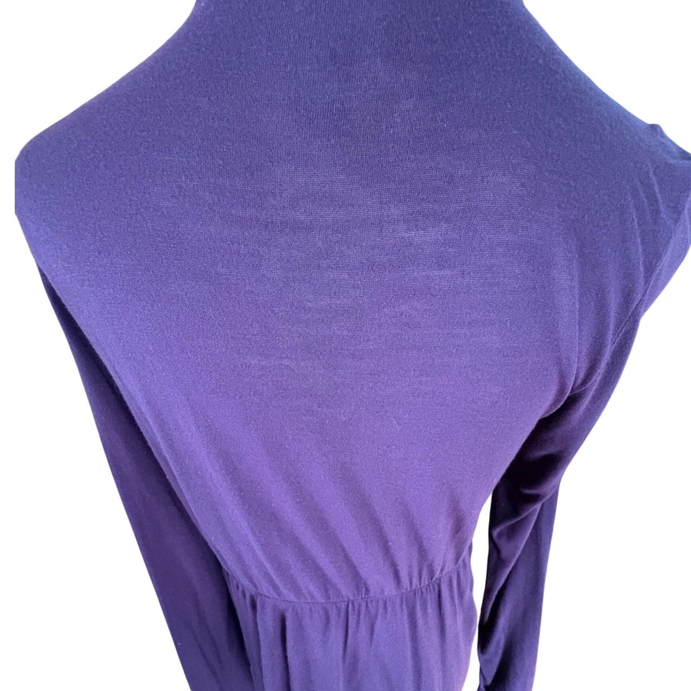 Motherhood Maternity Purple Ruched V-Neck Long Sleeve Rayon Top Small 93321-17 - Picture 3 of 16